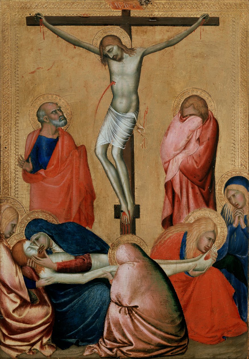 Die Kreuzigung und Klage, 14. Jahrhundert von Barna da Siena