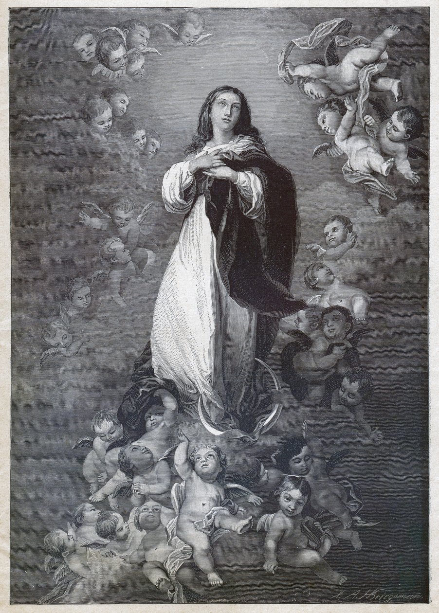 Unbefleckte Empfängnis. (Gravur, ca. 1900) von Bartolome Esteban (after) Murillo