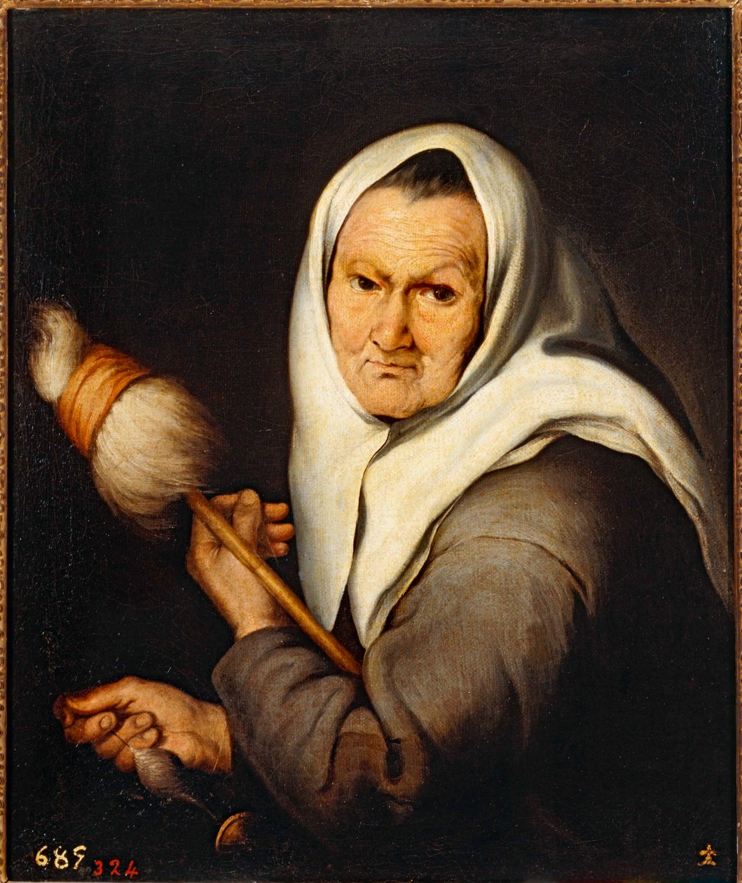 Alte Frau beim Weben von Bartolomé Esteban Murillo
