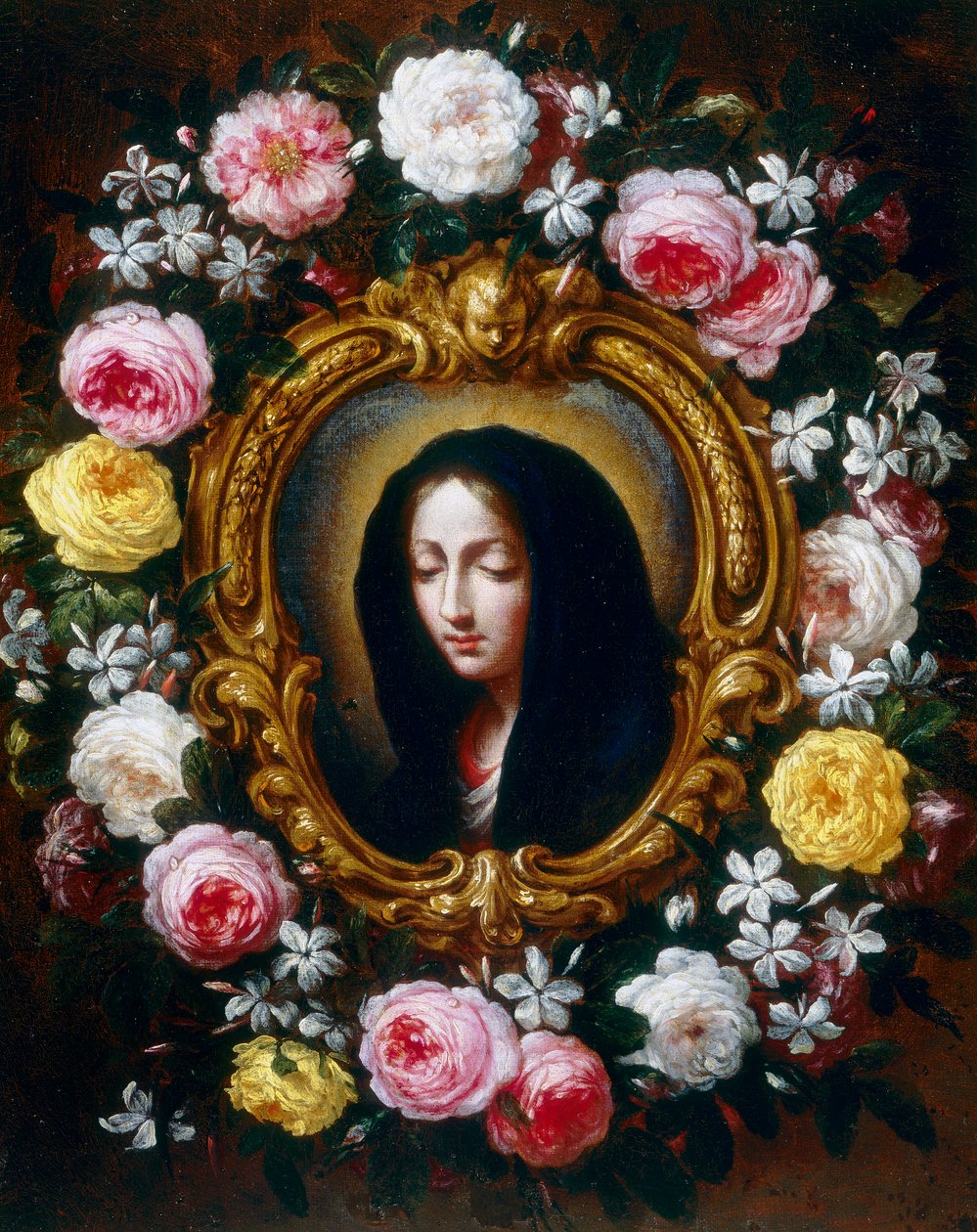 Madonna in einem Kranz aus Rosen und Jasmin von Bartolomeo Bimbi