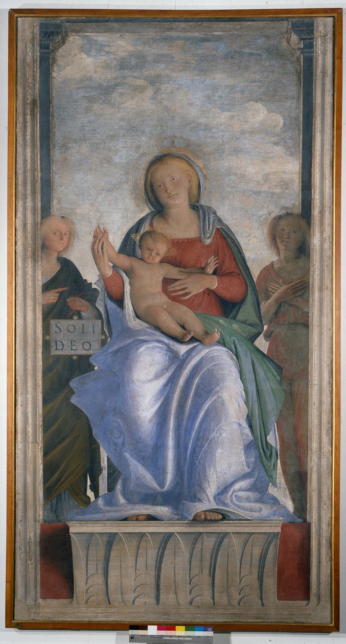Madonna mit Kind und zwei Engeln von Bartolomeo Suardi Bramantino