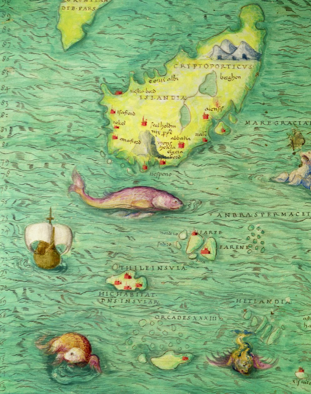 Island, aus einem Atlas der Welt in 33 Karten, Venedig, 1. September 1553 (Detail) von Battista Agnese