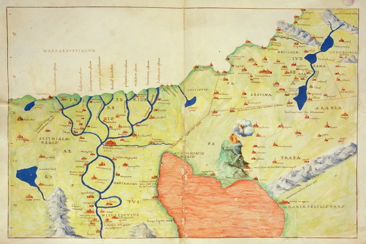 Der Nahe Osten, aus einem Atlas der Welt in 33 Karten, Venedig, 1. September 1553 (Tinte auf Pergament) von Battista Agnese