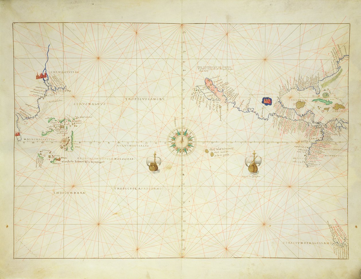 Der Pazifische Ozean, aus einem Atlas der Welt in 33 Karten, Venedig, 1. September 1553 von Battista Agnese
