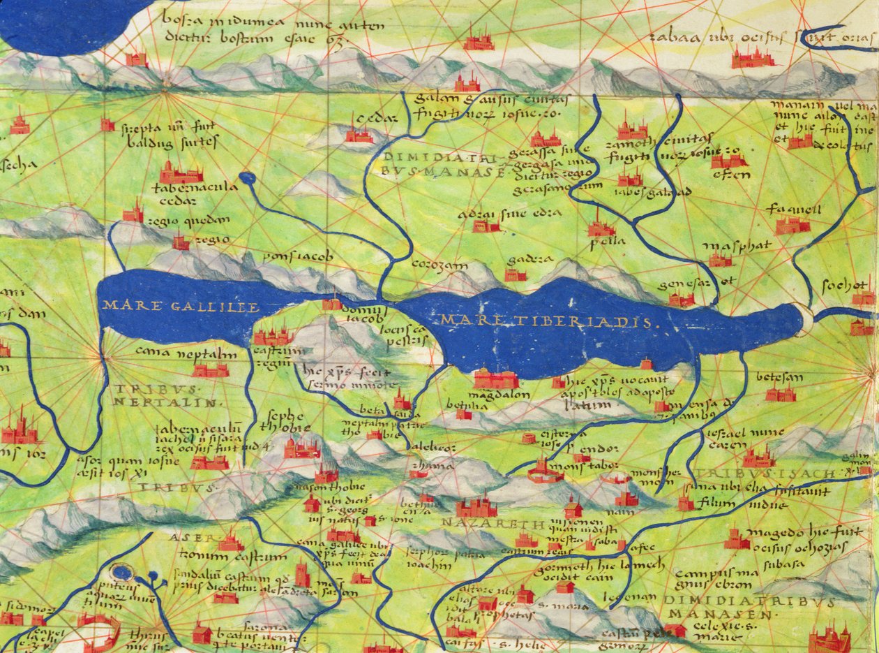 Das Galiläische Meer, aus einem Atlas der Welt in 33 Karten, Venedig, 1. September 1553 (Detail) von Battista Agnese
