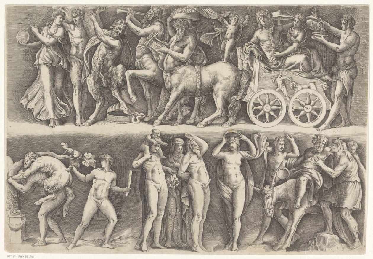 Antikes Relief mit Bacchus und Ariadne von Battista Franco