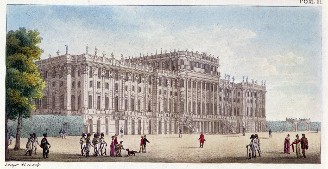 Ansicht des Schlosses Schönbrunn vom Garten aus, frühes 19. Jahrhundert von Benedict or Benedikt Piringer