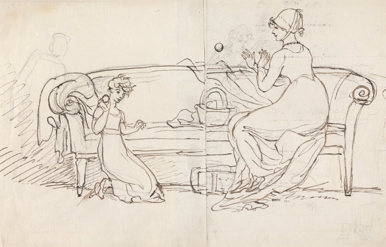 Mrs. West und Tochter spielen Fangen von Benjamin West