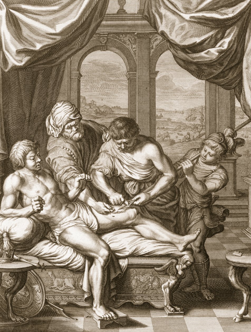 Telephus geheilt durch den Rost des gleichen Speers, der ihn verwundet hat, 1731 von Bernard Picart