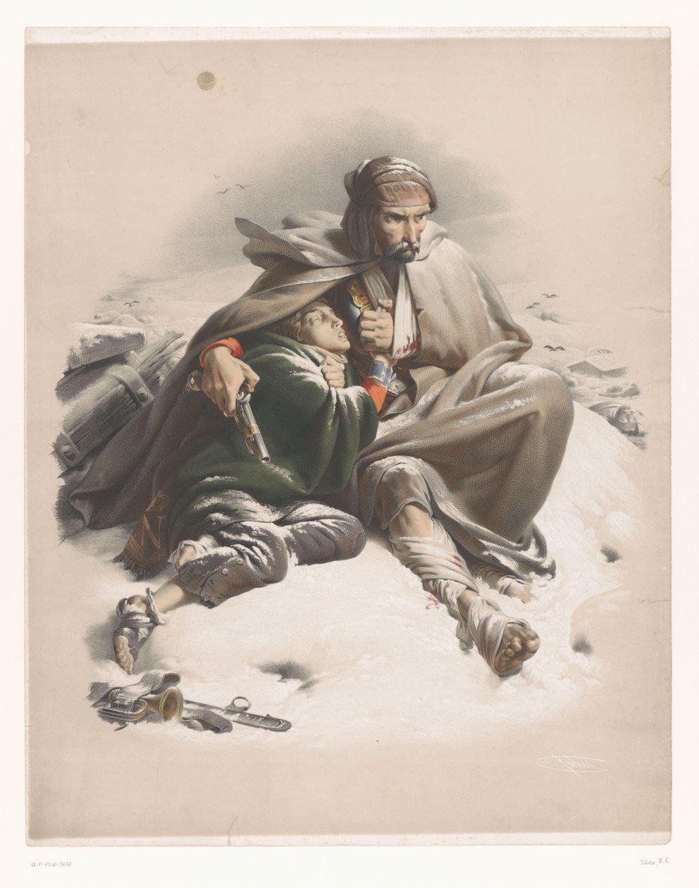 Verwundete Soldaten in einer Winterlandschaft von Bernard Romain Julien