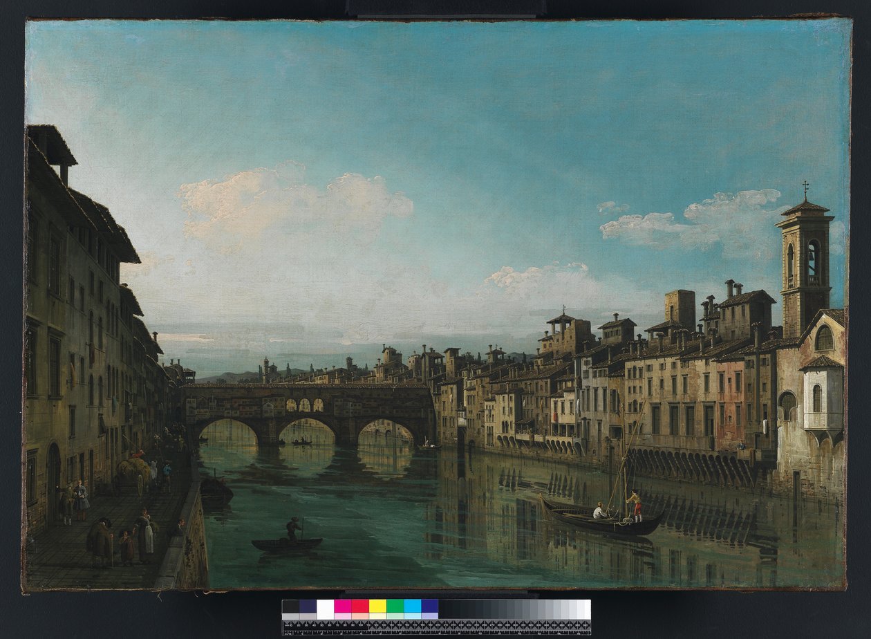 Der Arno in Florenz mit der Ponte Vecchio, um 1745 von Bernardo Bellotto