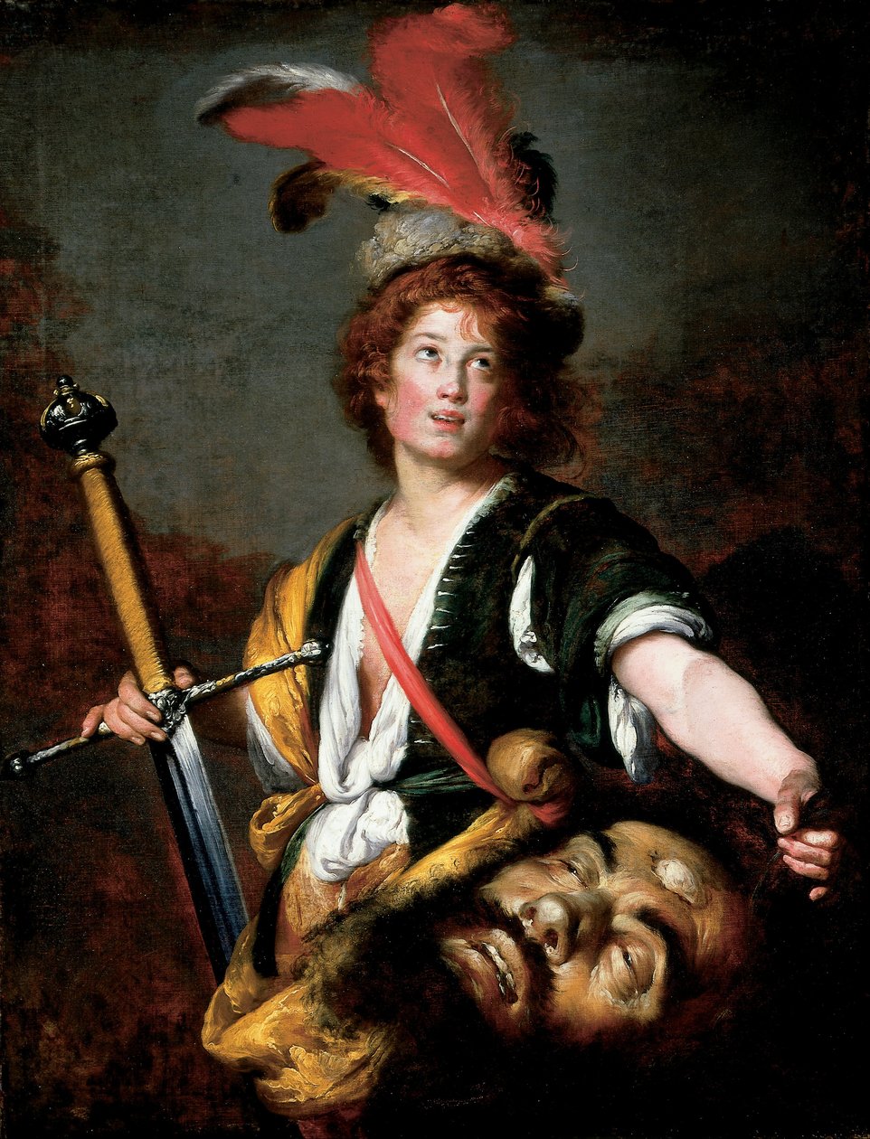 David mit dem Kopf des Goliath von Bernardo Strozzi