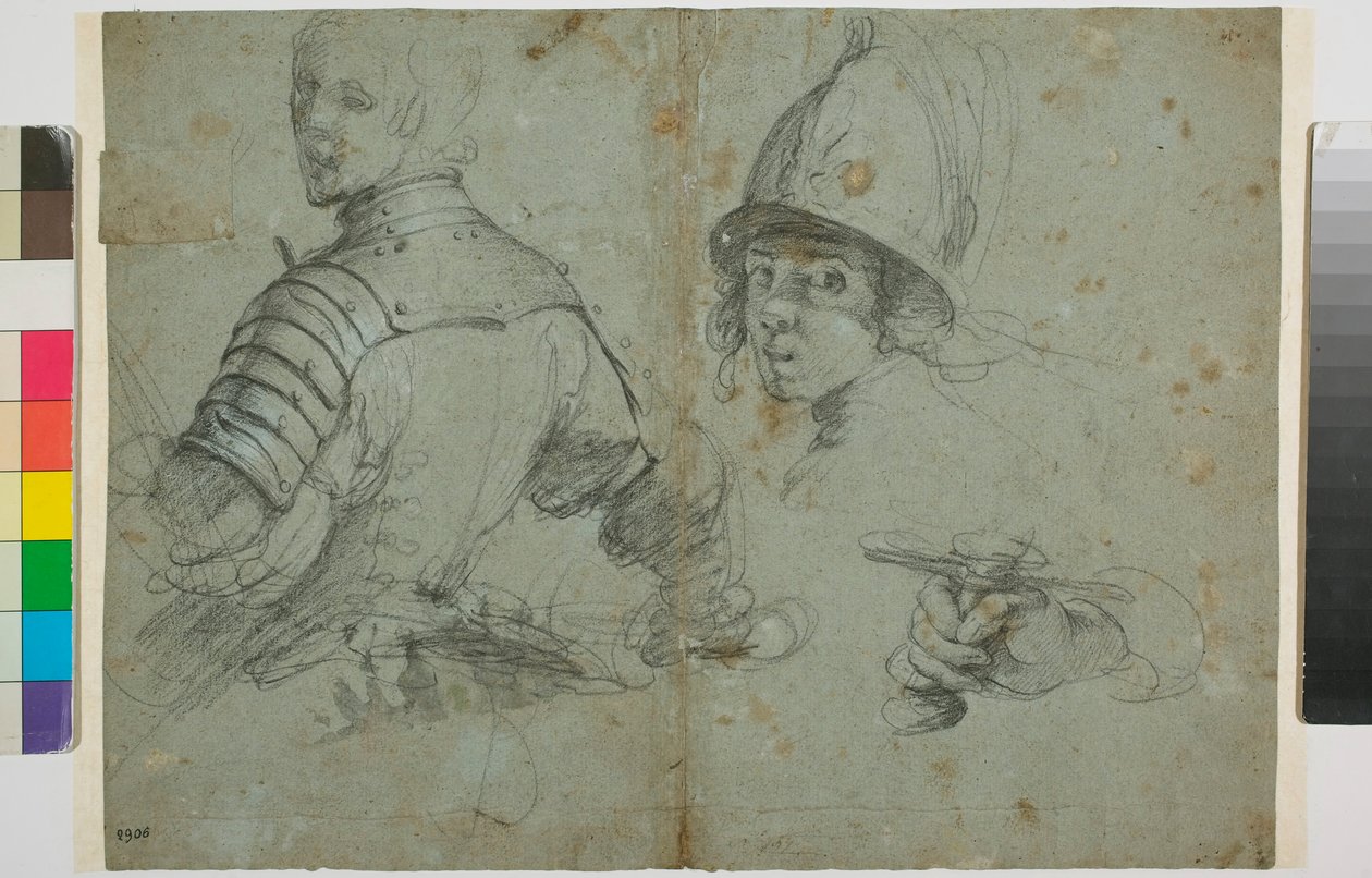 Studie eines jungen Mannes in Rüstung von Bernardo Strozzi