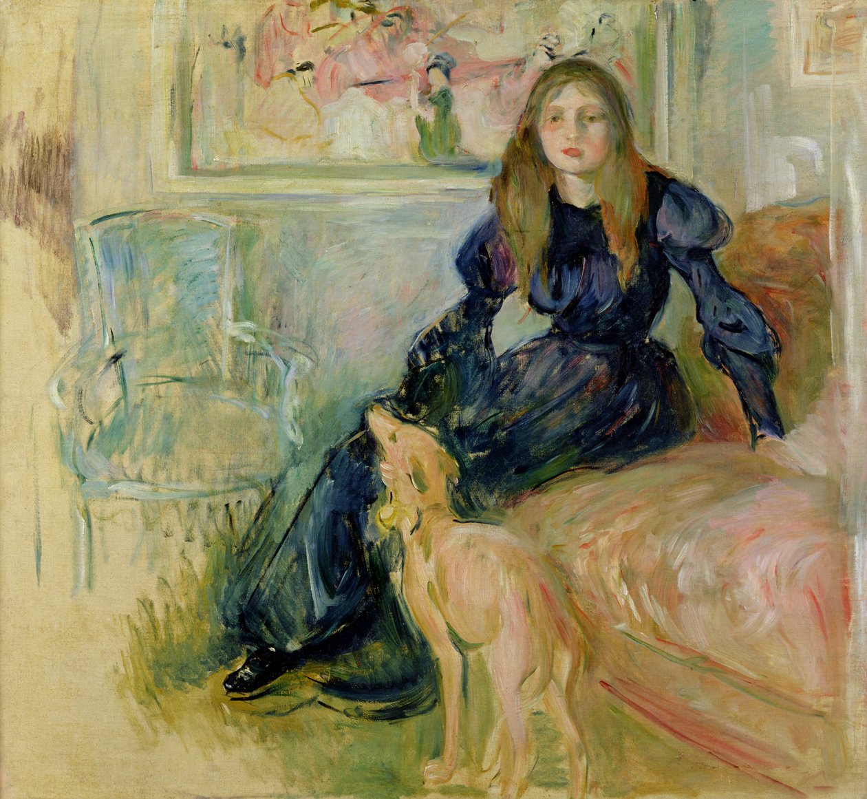 Julie Manet (1878-1966) und ihr Windhund Laerte, 1893 von Berthe Morisot
