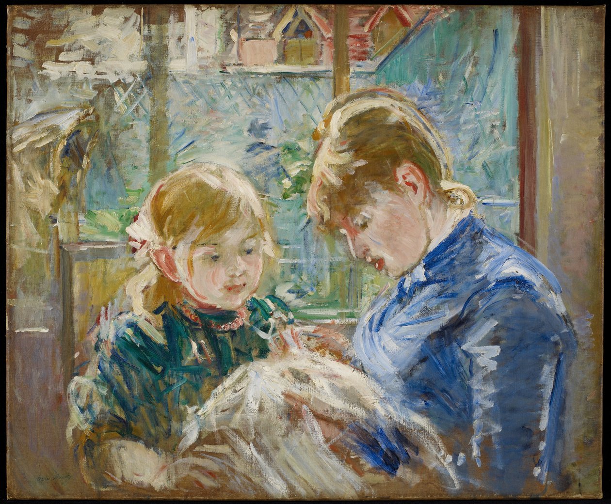 Die Tochter des Künstlers, Julie, mit ihrer Nanny, um 1884 von Berthe Morisot