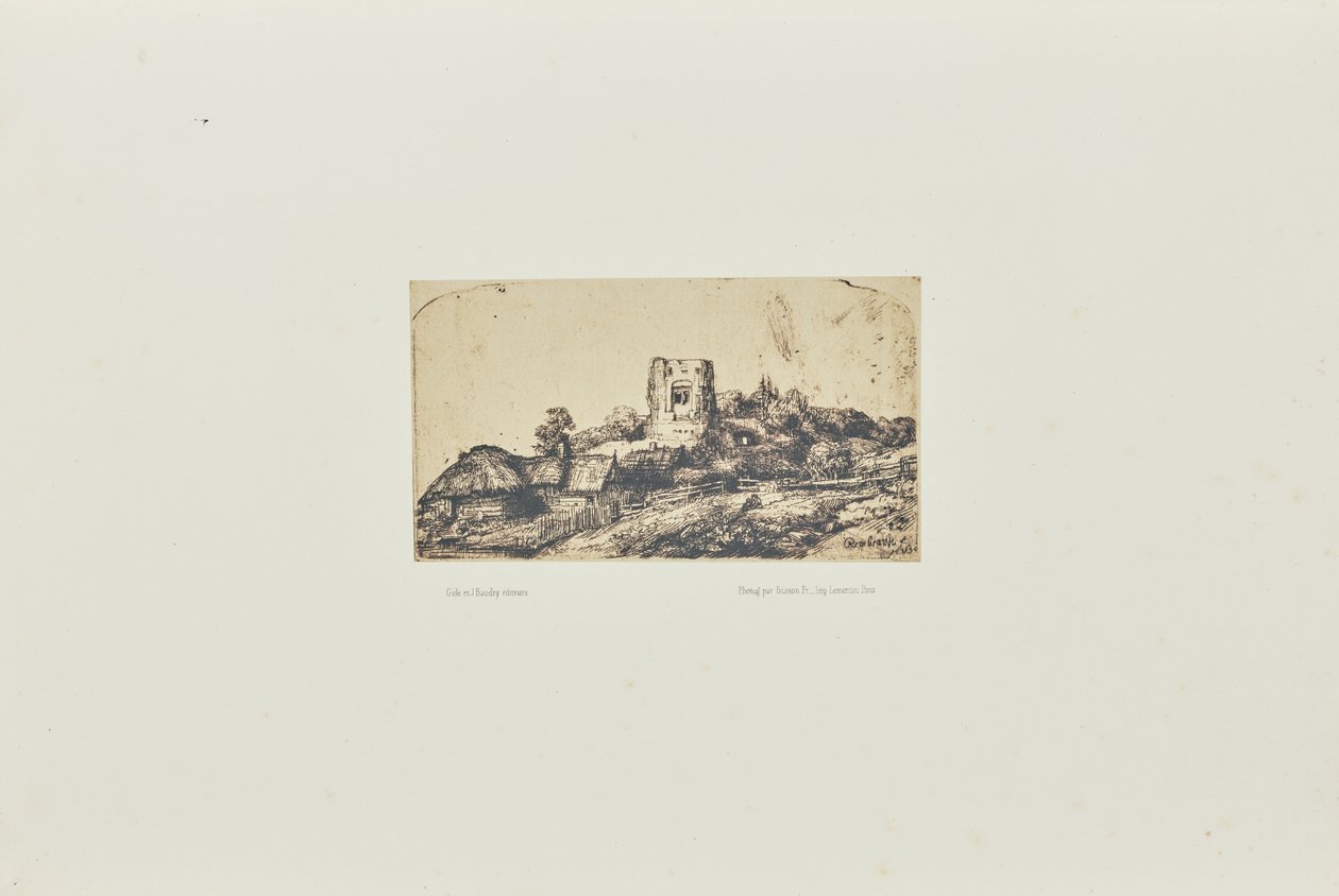 Landschaft mit einem quadratischen Turm von Bisson Frères