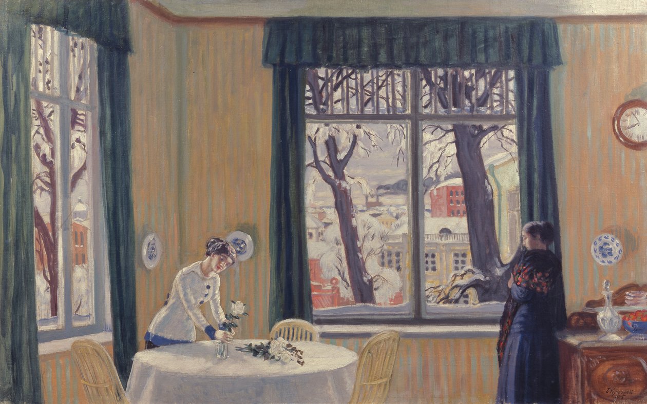 Im Zimmer. Winter, 1915 von Boris Mikhailovich Kustodiev