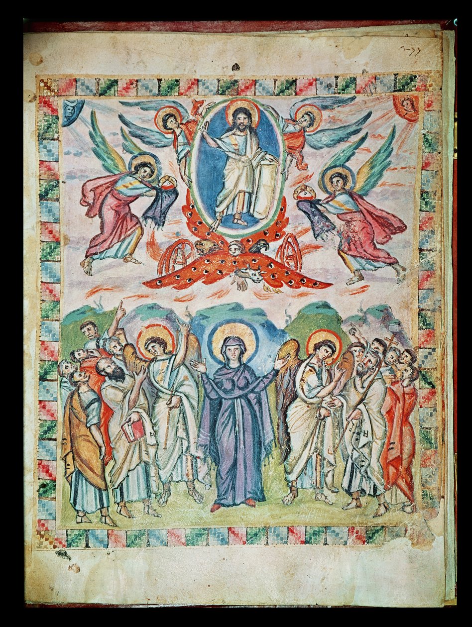 Die Himmelfahrt, aus den Rabula-Evangelien, 586 n. Chr. von Byzantine School