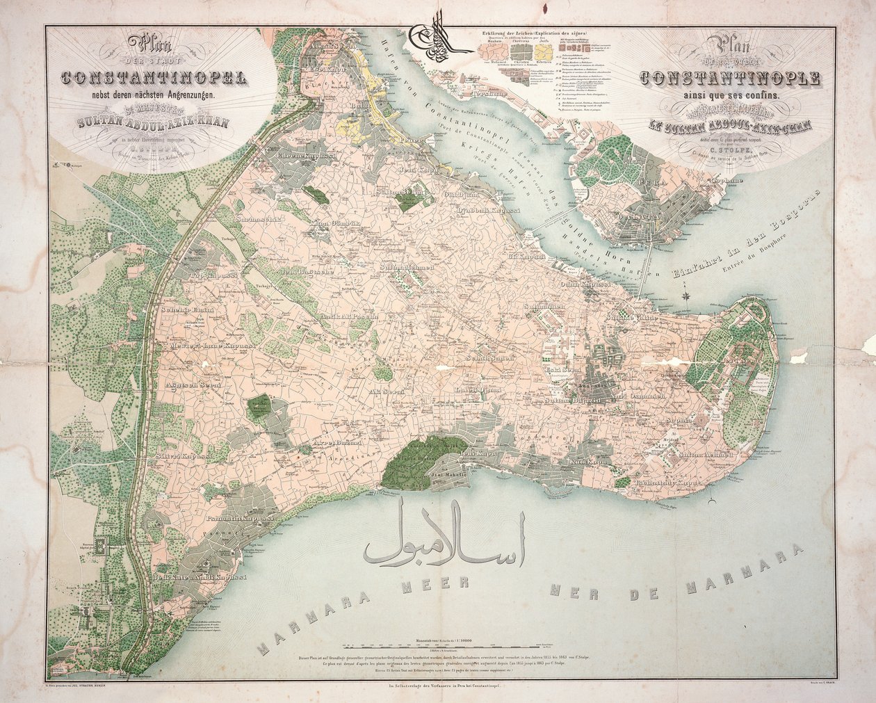 Karte von Konstantinopel und Umgebung, 1855-63 von C. Stolpe