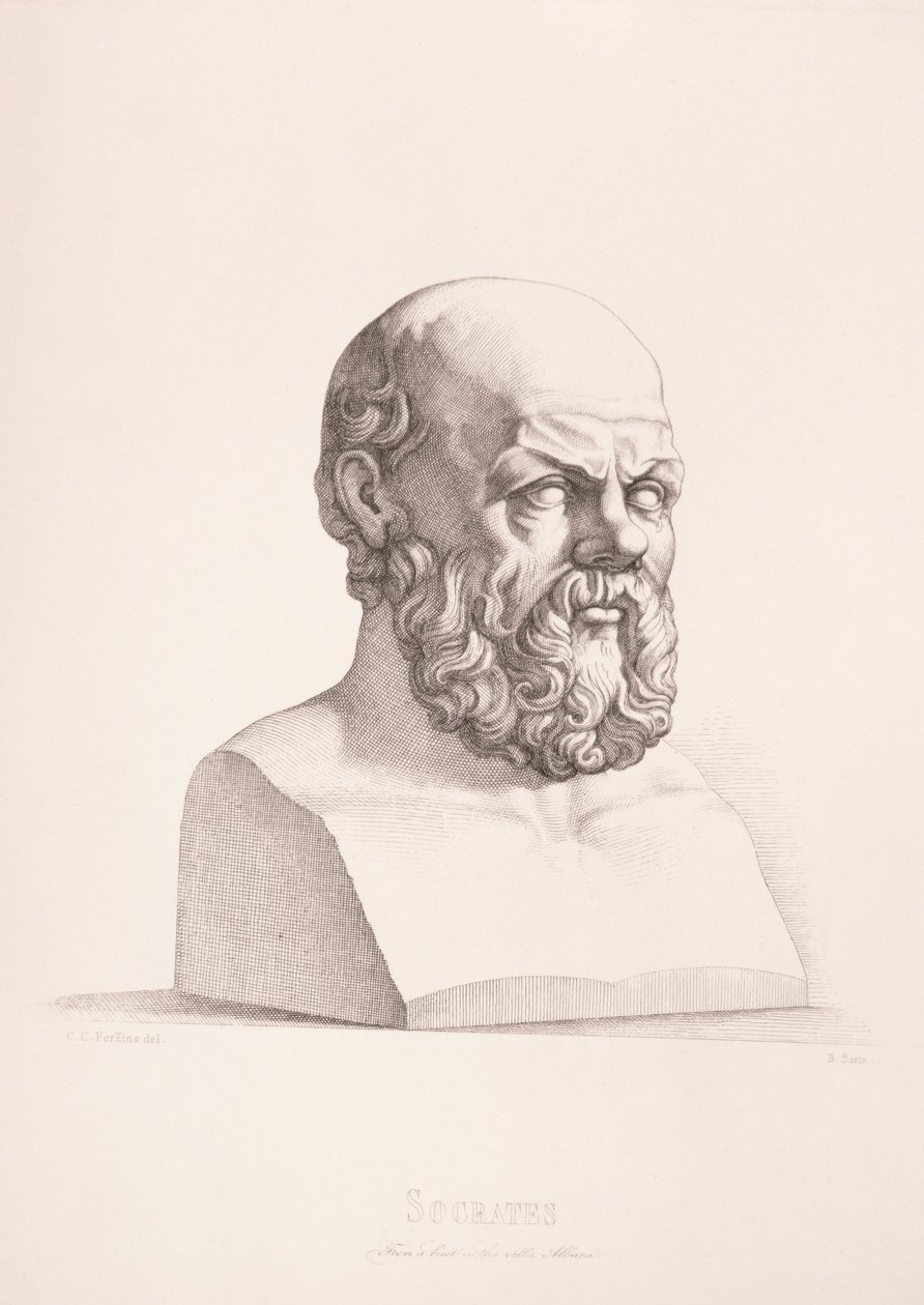 Porträt von Sokrates (ca. 470-399 v. Chr.) (gestochen von B. Barloccini, 1849) von C.C Perkins