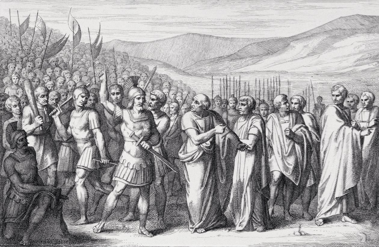 Der Abzug des Volkes zum Mons Sacer, graviert von B. Barloccini, 1849 von C.C Perkins
