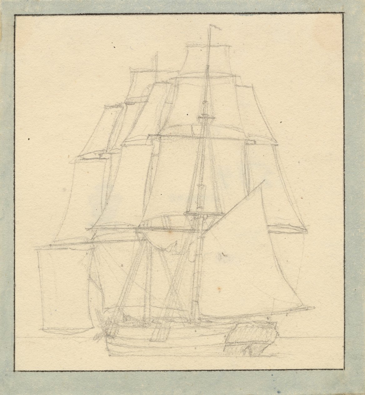 En brig med læsejl von Christoffer Wilhelm Eckersberg
