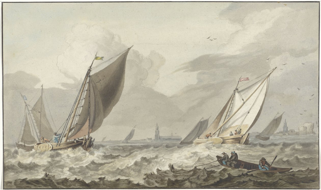 Zuiderzee mit Medemblik in der Ferne von C. Dietrich (prentmaker)