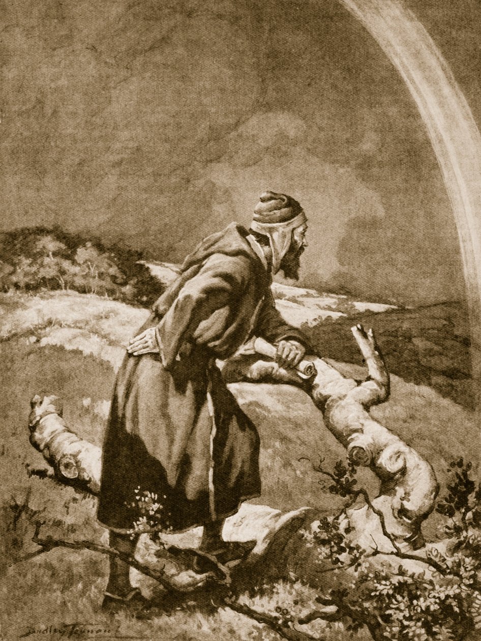 Roger Bacon studiert einen Regenbogen von C. Dudley Tennant