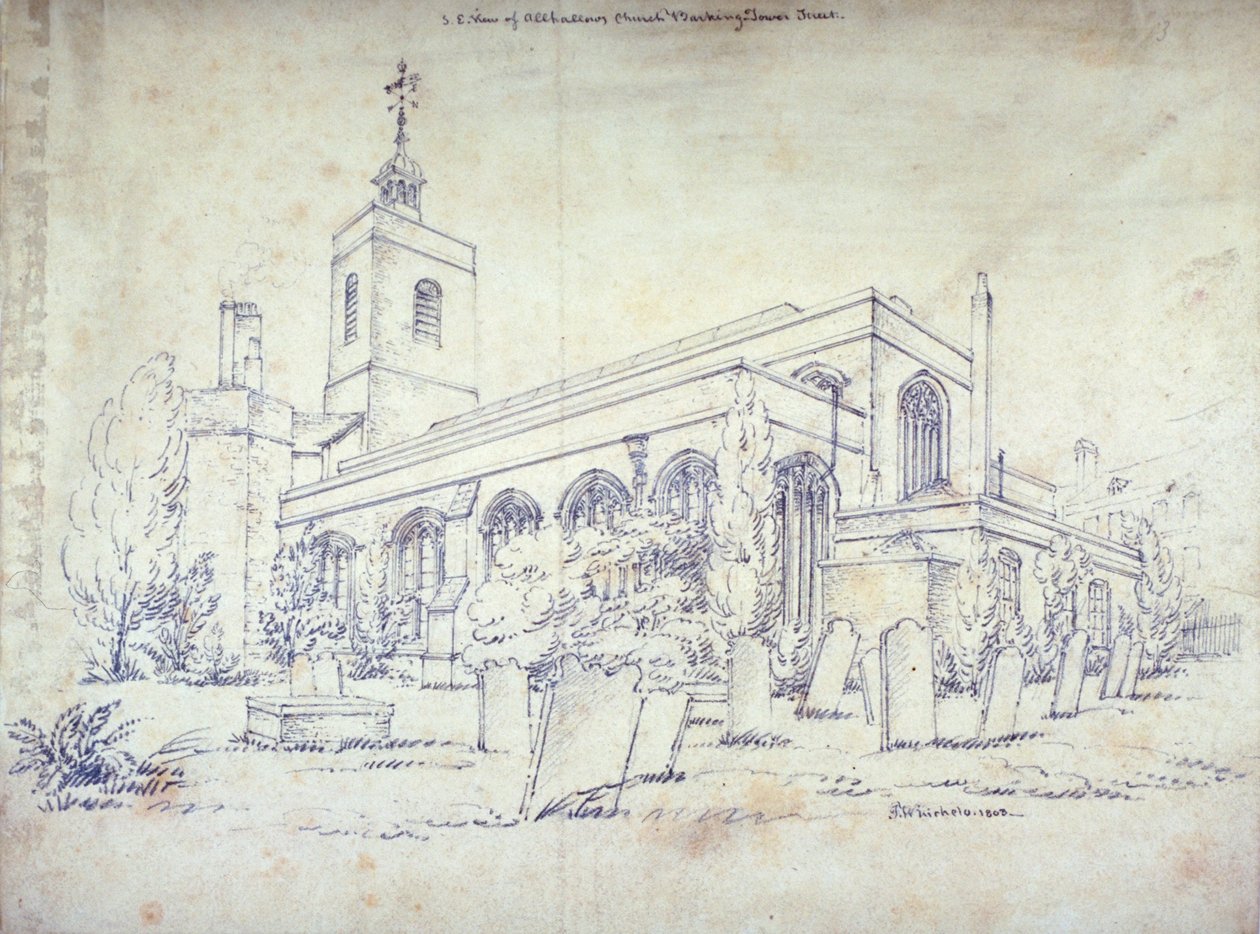 All Hallows-by-the-Tower Kirche, London, 1803 von C John M Whichelo