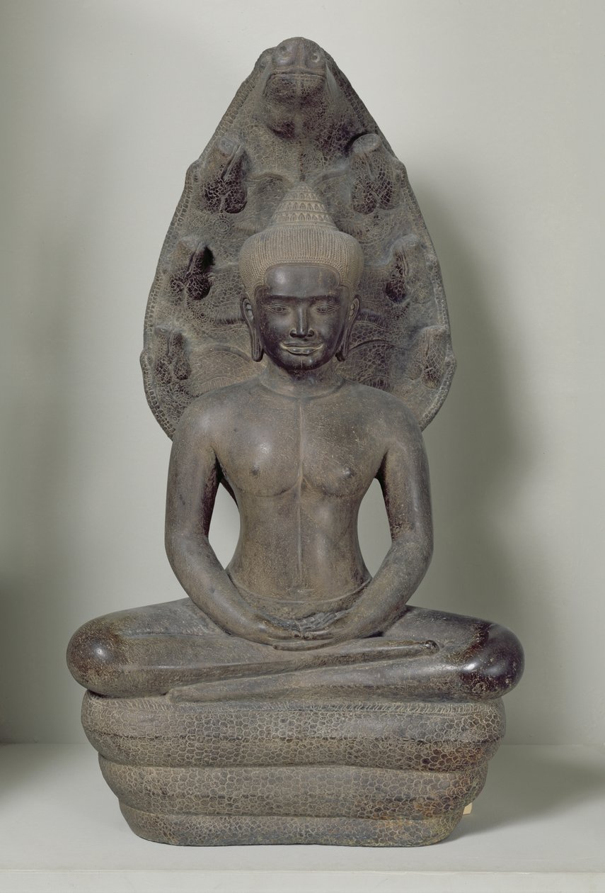 Buddha sitzt in Meditation auf dem Naga, Angkor (Bronze) von Cambodian School
