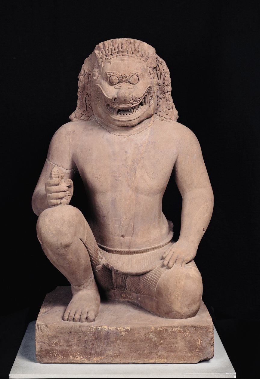 Löwenköpfiger Wächter, Banteay Srei Stil, ca. 967 von Cambodian School