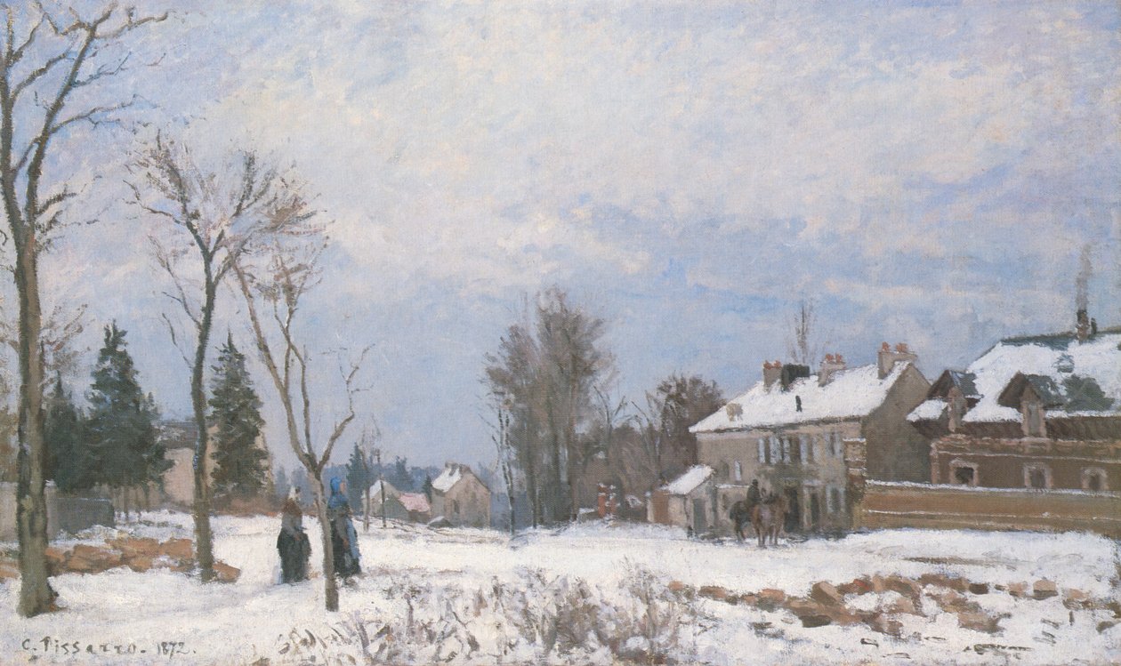 Die Straße von Versailles nach Saint-Germain, Louveciennes, Schneeeffekt von Camille Jacob Pissarro