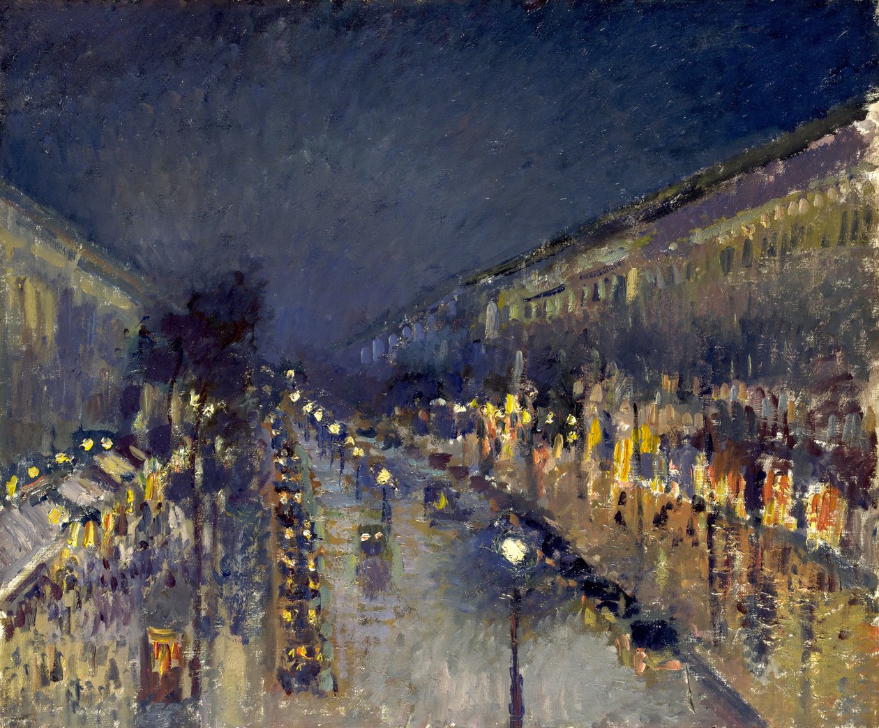 Der Boulevard Montmartre bei Nacht von Camille Jacob Pissarro