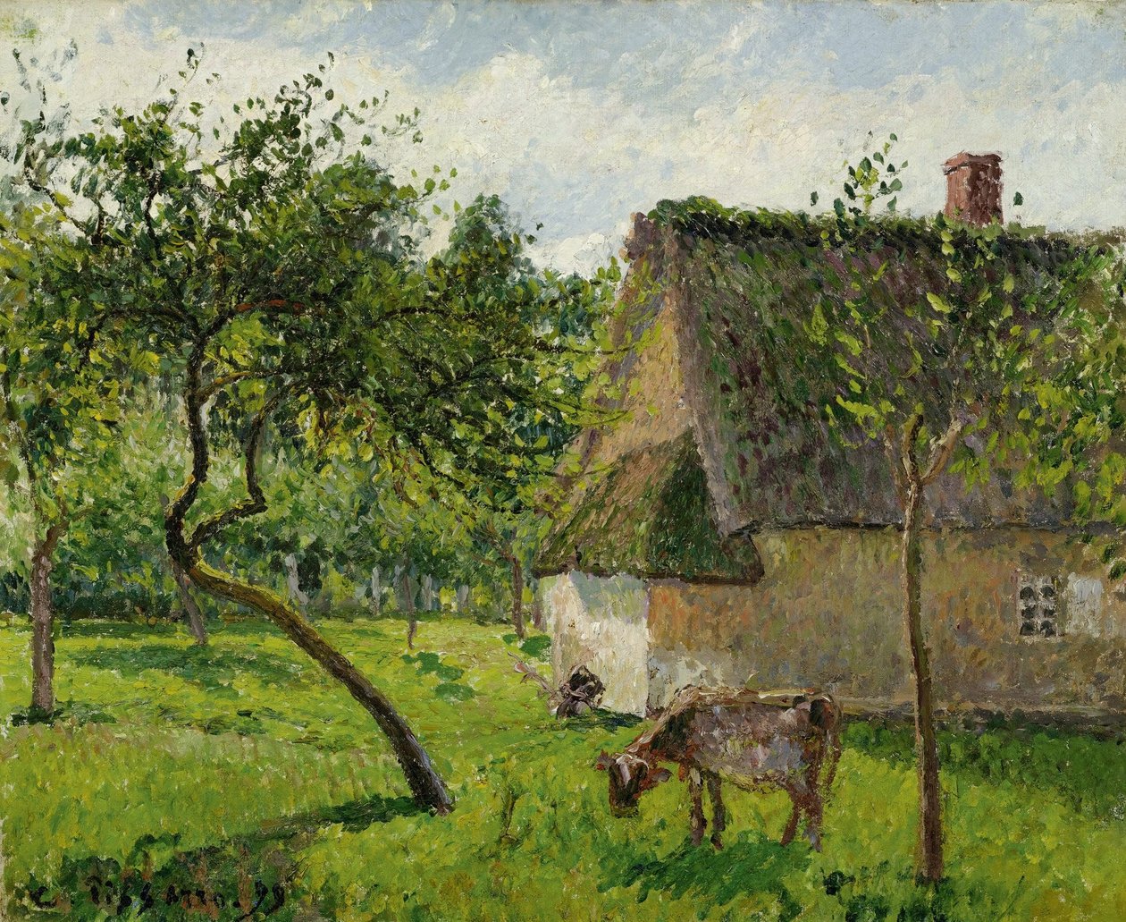 Obstgarten in Varengeville mit Kuh von Camille Jacob Pissarro