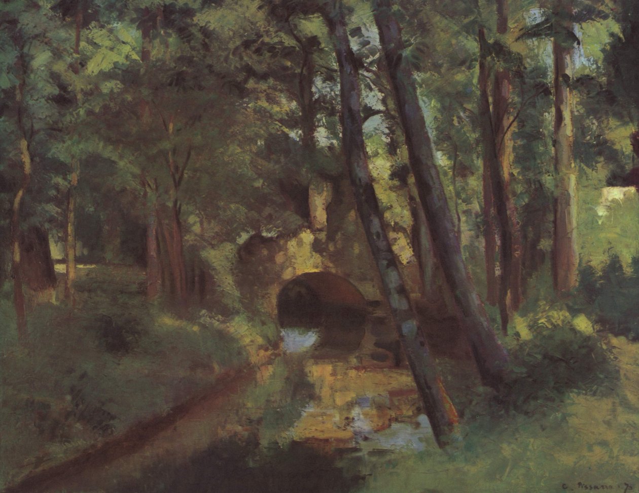 Die kleine Brücke, Pontoise von Camille Jacob Pissarro
