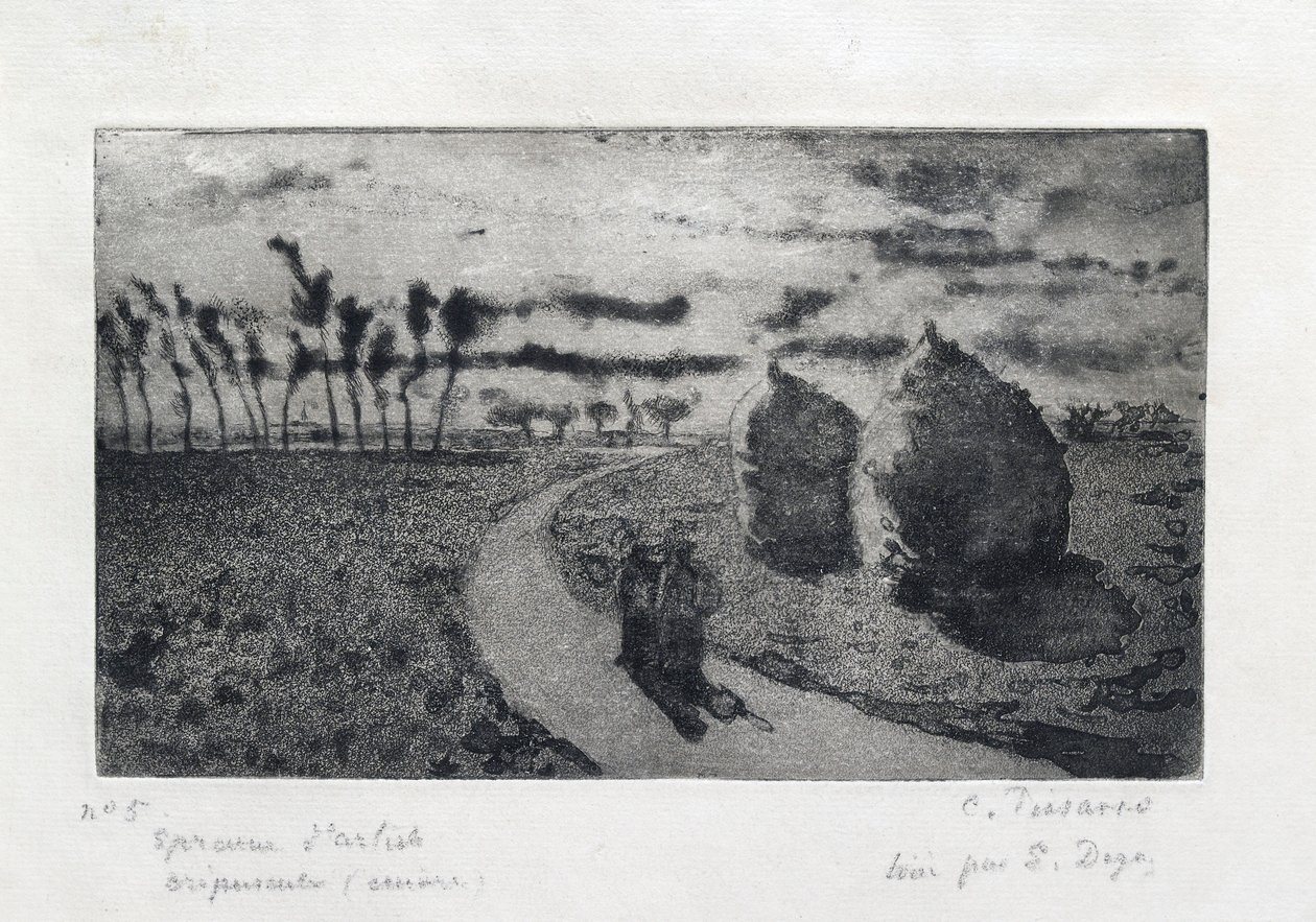 Crepuscule avec Meules, 1879 von Camille Pissarro