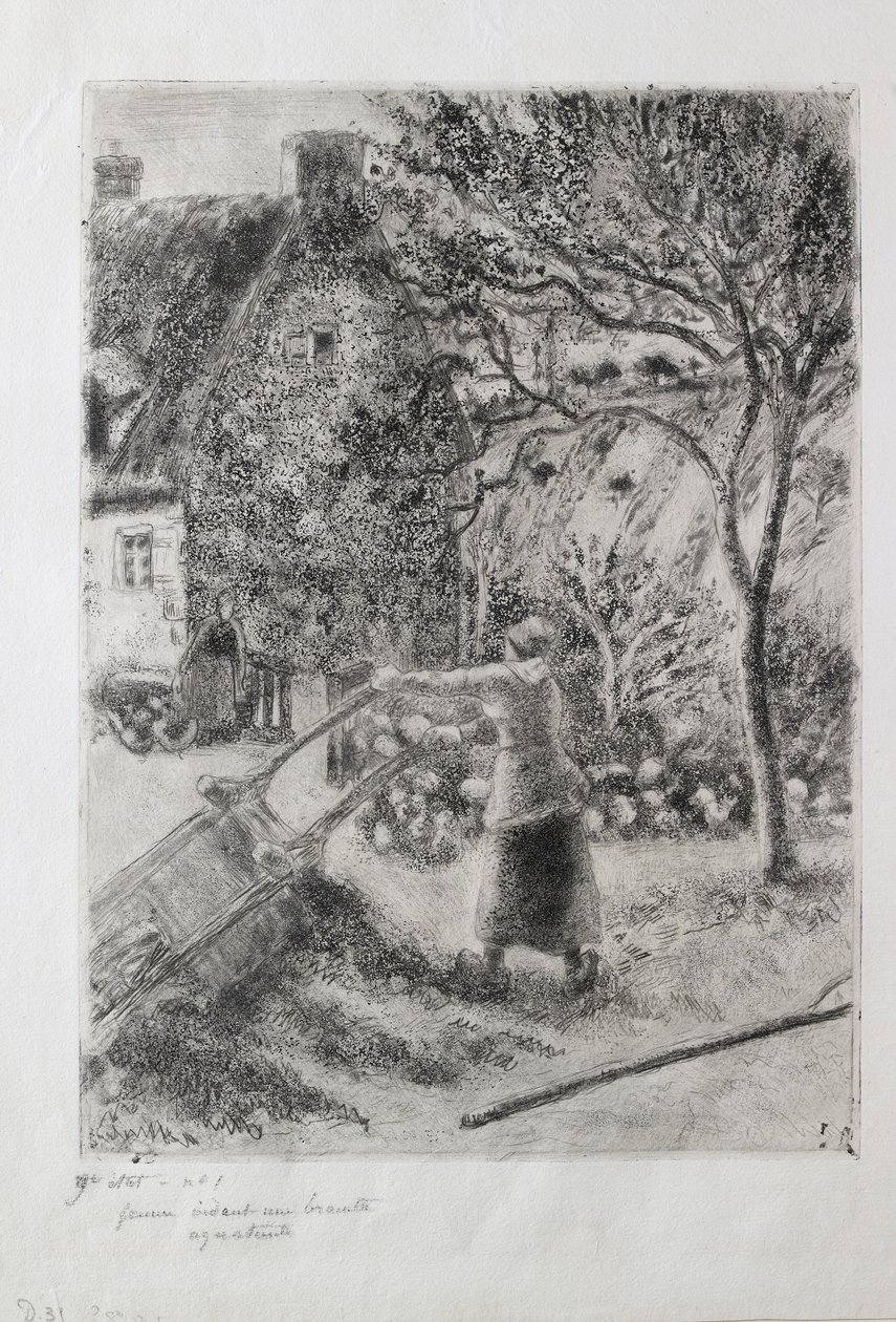 Frau leert eine Schubkarre, 1880 von Camille Pissarro
