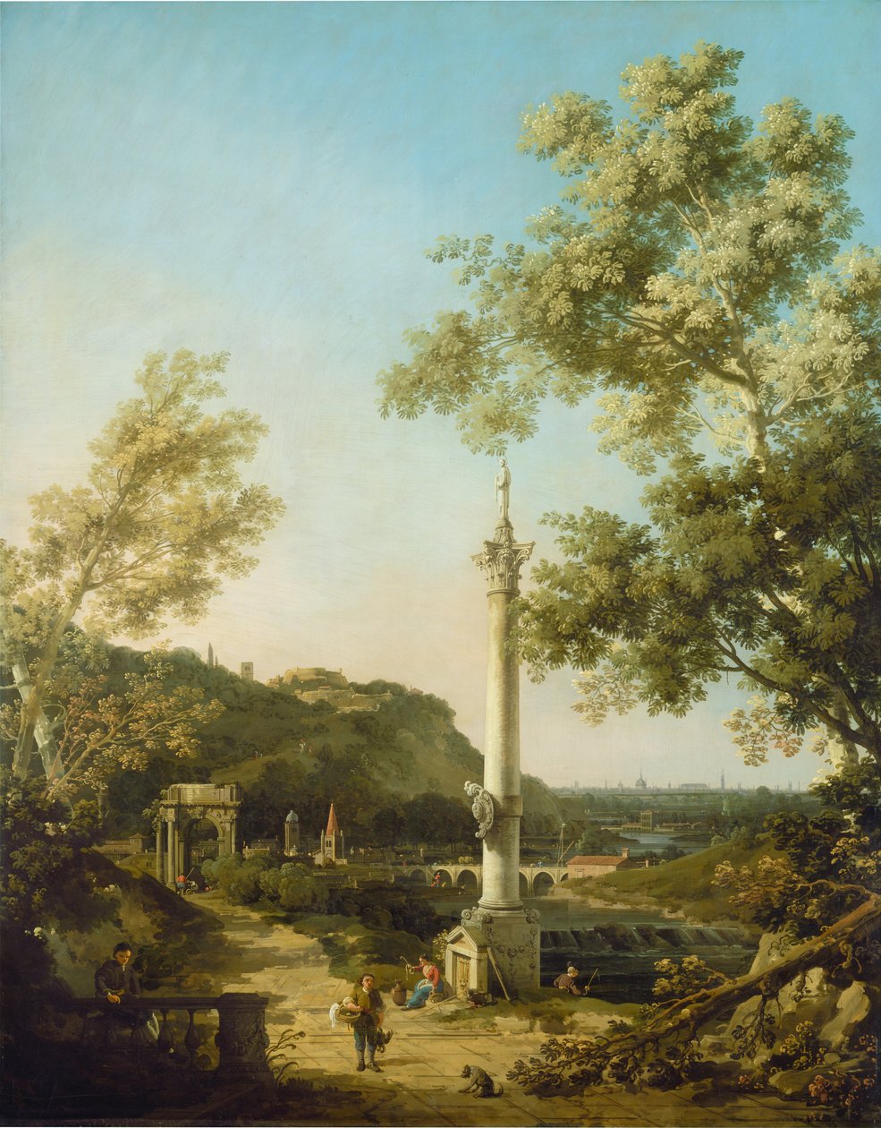 Englische Landschaftskapriccio mit einer Säule von Canaletto