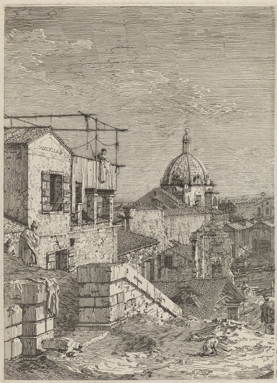 Das Haus mit der Inschrift [links], 1741 von Canaletto