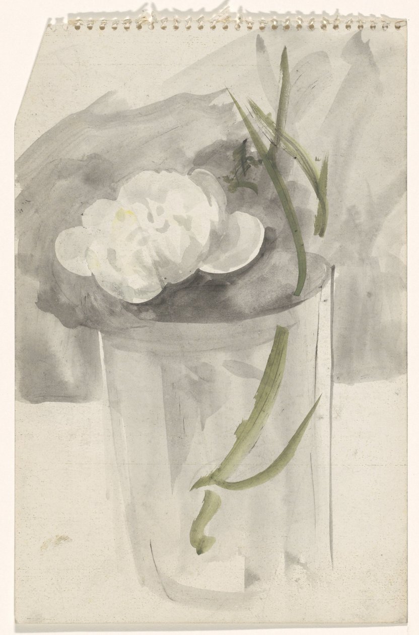 Weiße Blume in einem Glas von Carel Adolph Lion Cachet
