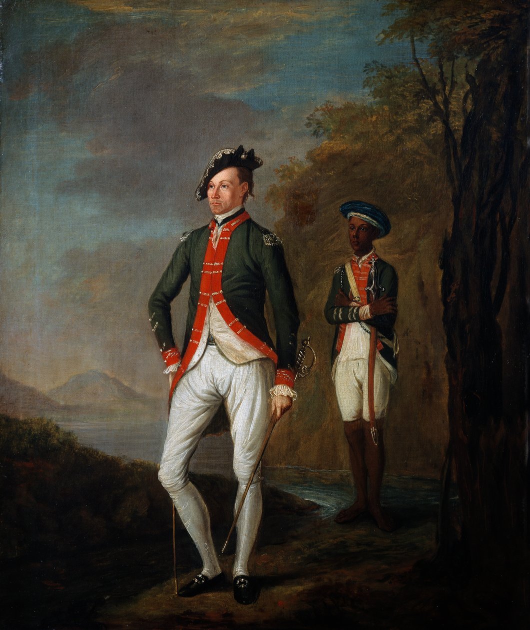 Ein britischer Offizier eines Madras-Sepoy-Bataillons mit einem Sepoy-Diener, ca. 1769 von Carl C.A. von Imhoff