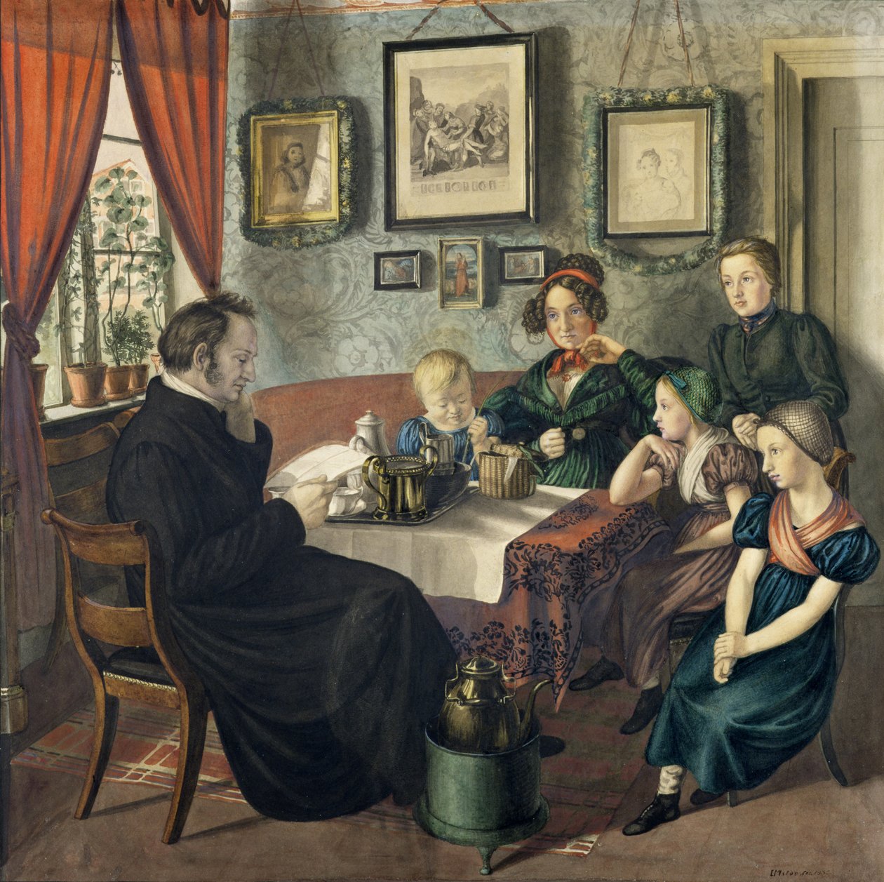 Pastor Johann Wilhelm Rautenberg und seine Familie, 1833 von Carl Julius Milde