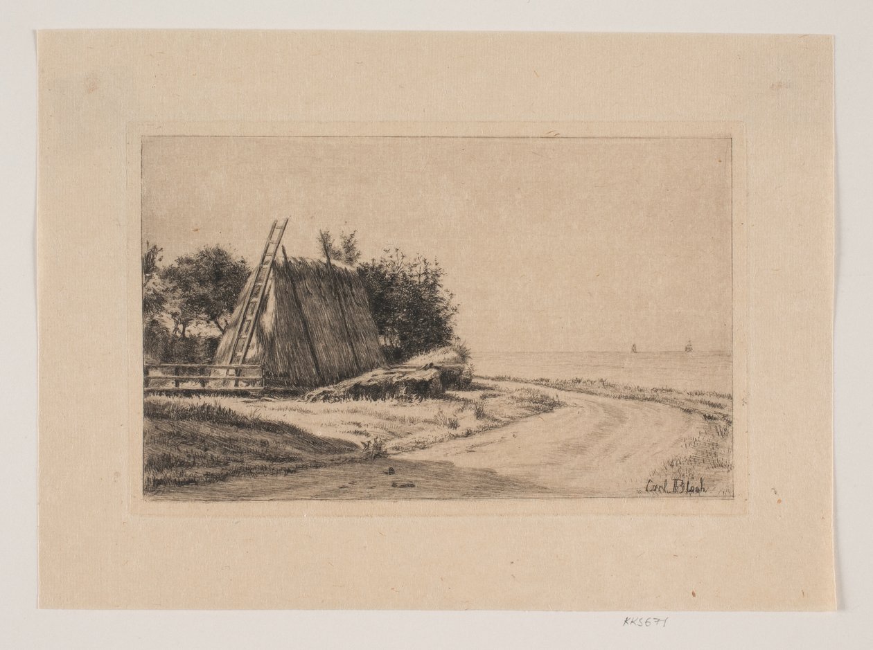 Landschaft mit Heuhaufen von Carl Bloch