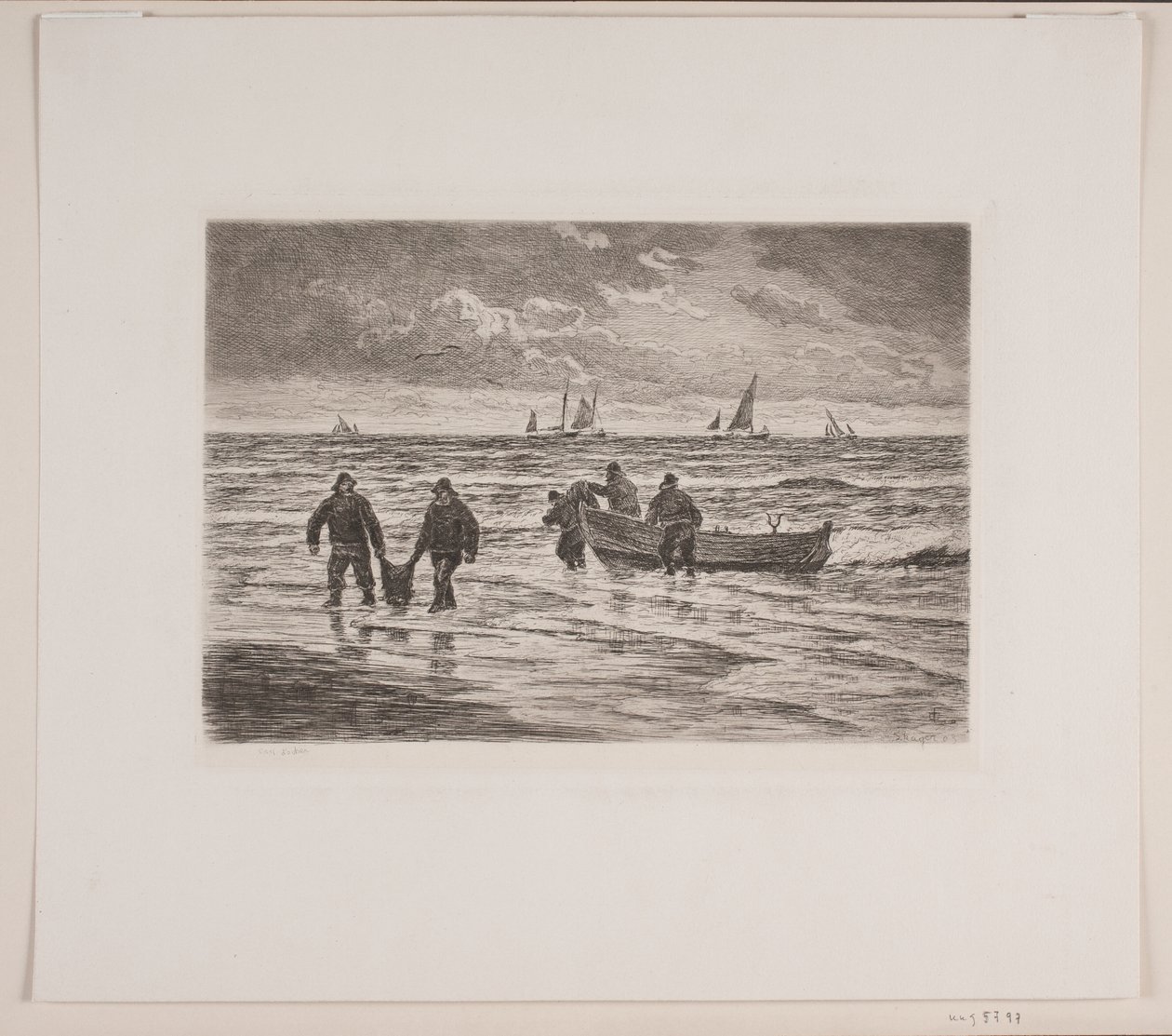 Der Fang wird an Land gebracht von Carl Locher