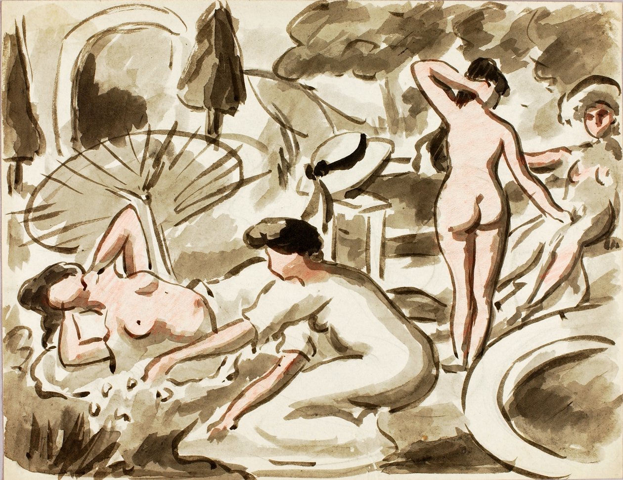 Gruppe von nackten und halbnackten Frauen von Carl Newman