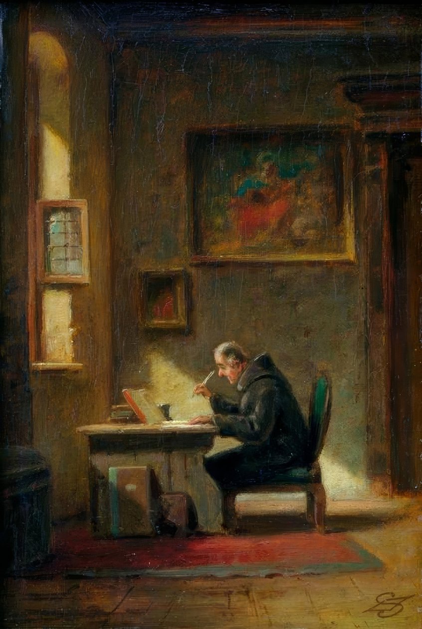 Gelehrter Mönch am Schreibtisch von Carl Spitzweg