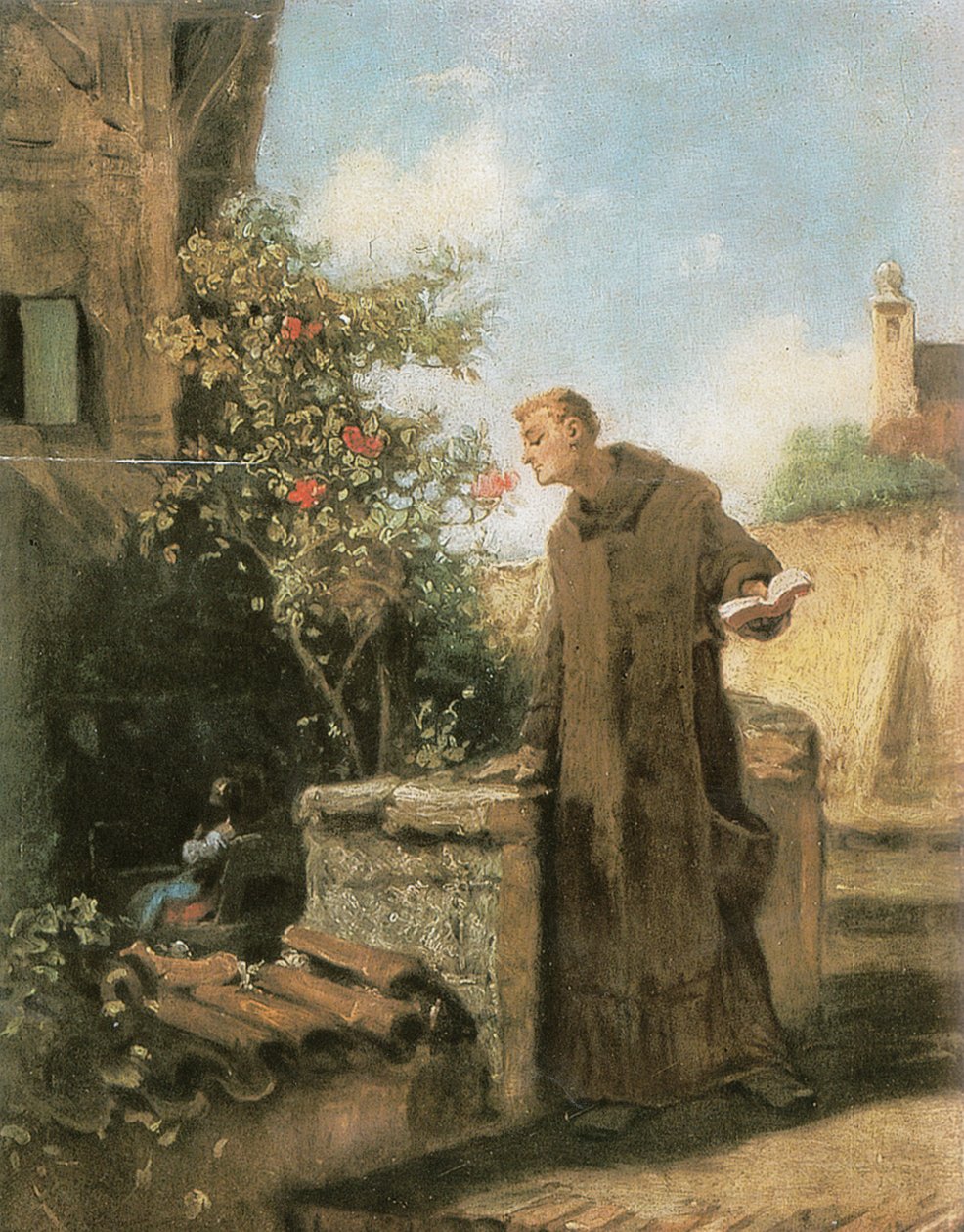 Mönch, an Rose riechend von Carl Spitzweg