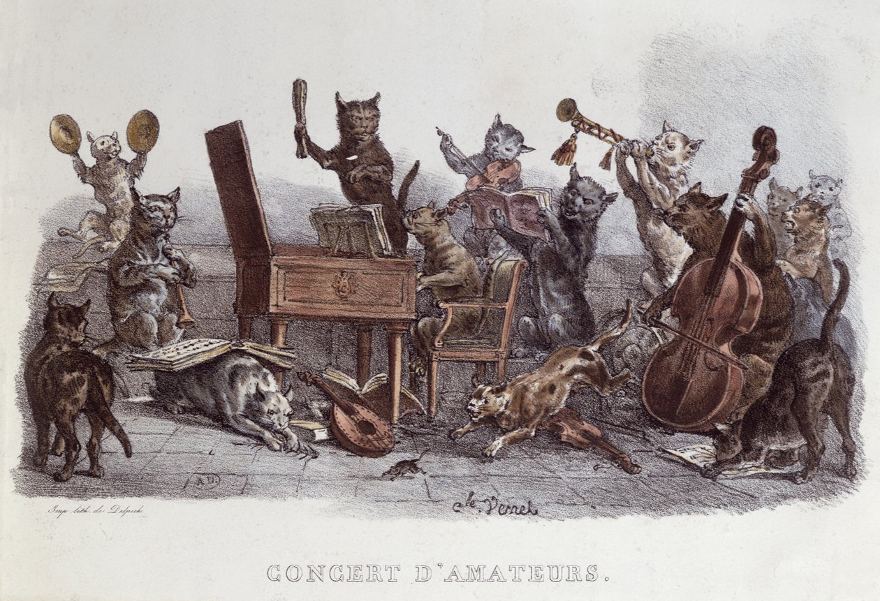 Ein Amateurkonzert, graviert von François Séraphin Delpech von Carle Vernet