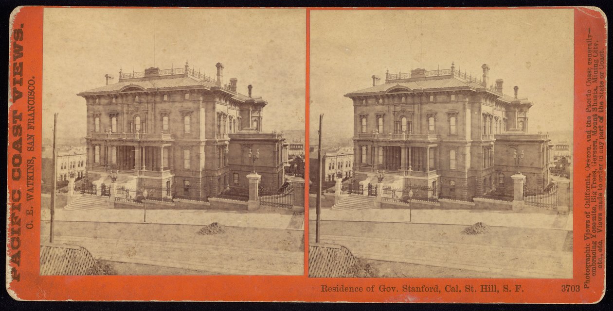 Residenz von Gov. Stanford, Cal. St. Hill, S.F. von Carleton E. Watkins