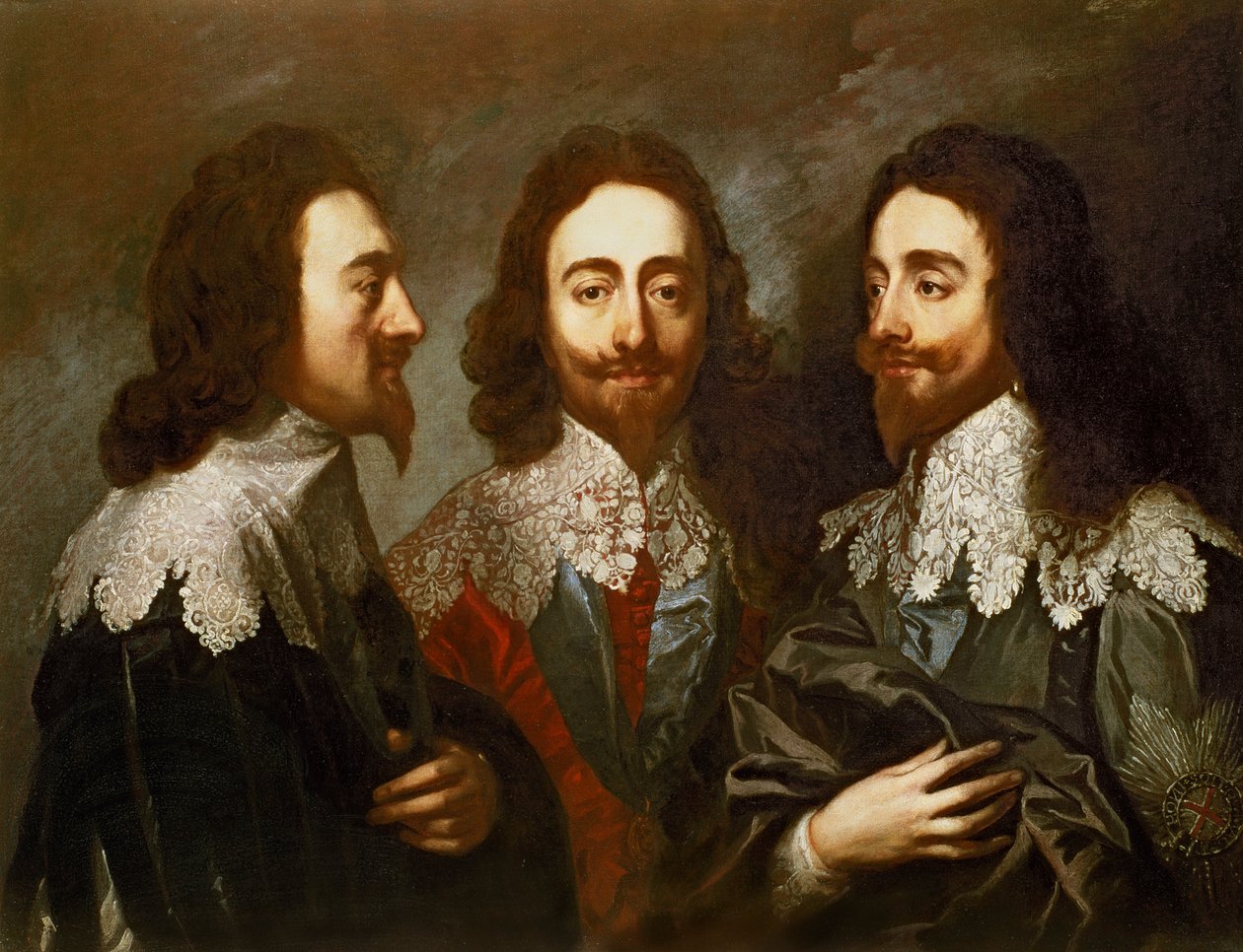 Karl I. in drei Positionen (1600-49) Gemälde nach Van Dyck von Carlo Maratta or Maratti